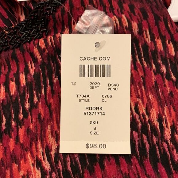 Cache high low sleeveless beaded blouse Size S New - Picture 9 of 9